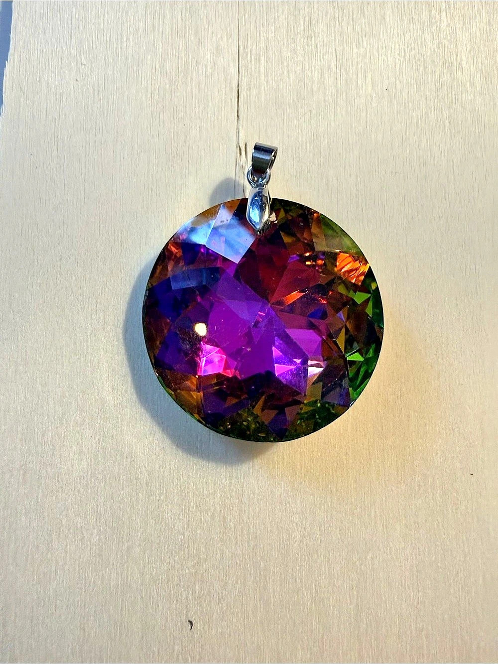 Multicolor Faceted Crystal Statement Pendant Necklace Rainbow Gem